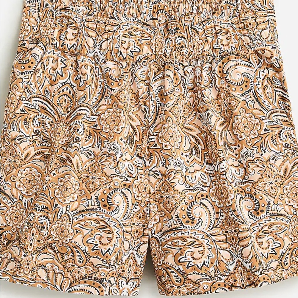 NWOT J.Crew Pull-on cotton poplin short in ornate paisley